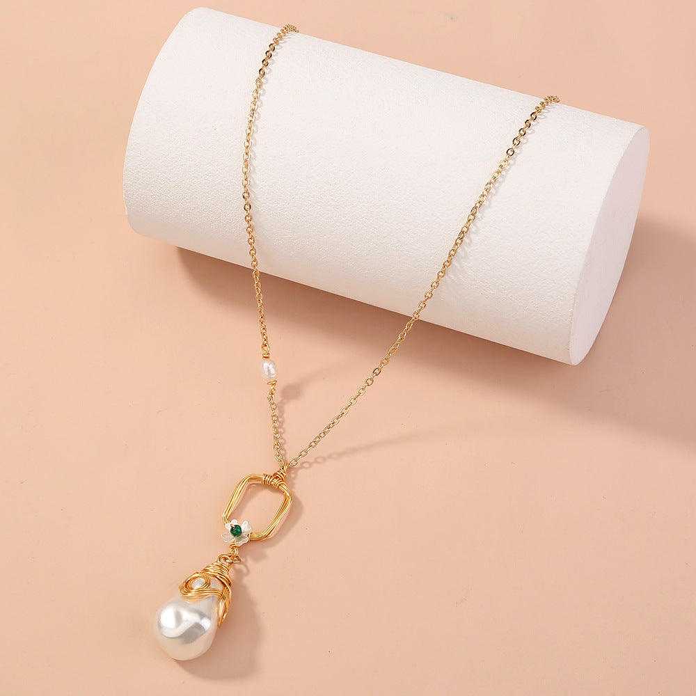 Fashion Women's Pearl Earrings Pendant Necklace