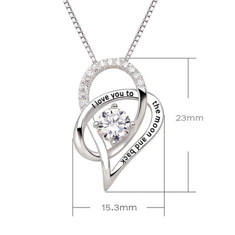I Love You To The Moon and Back Heart-shape Pendant Necklace