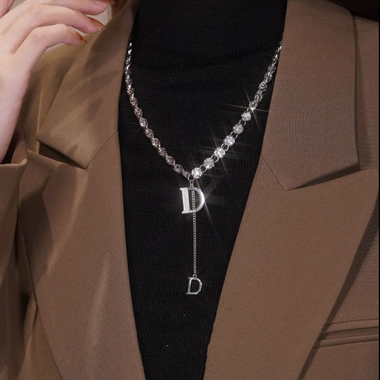Letter D Necklace Temperament Fashion Sweater Chain Tassel